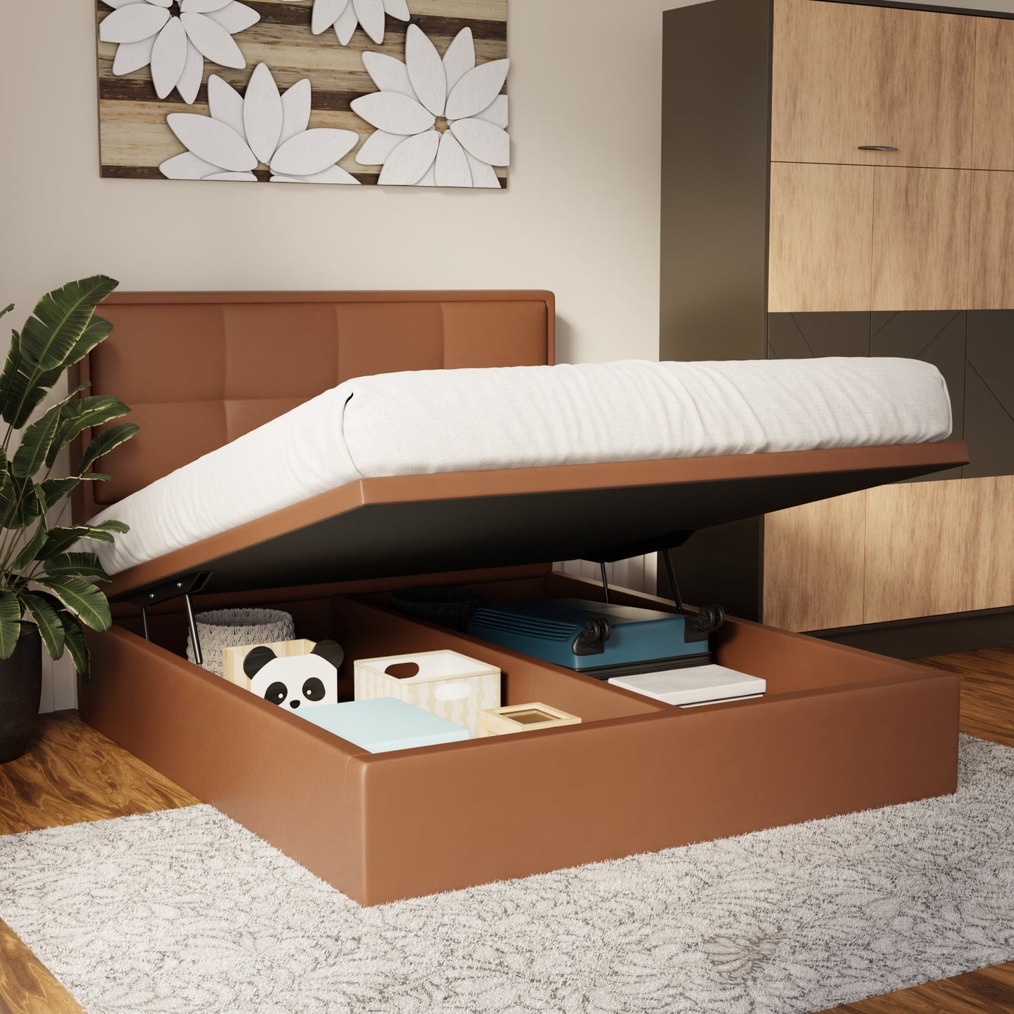 Solvane Faux Leather Storage Bed Frame (Pet Friendly) by Somnuz