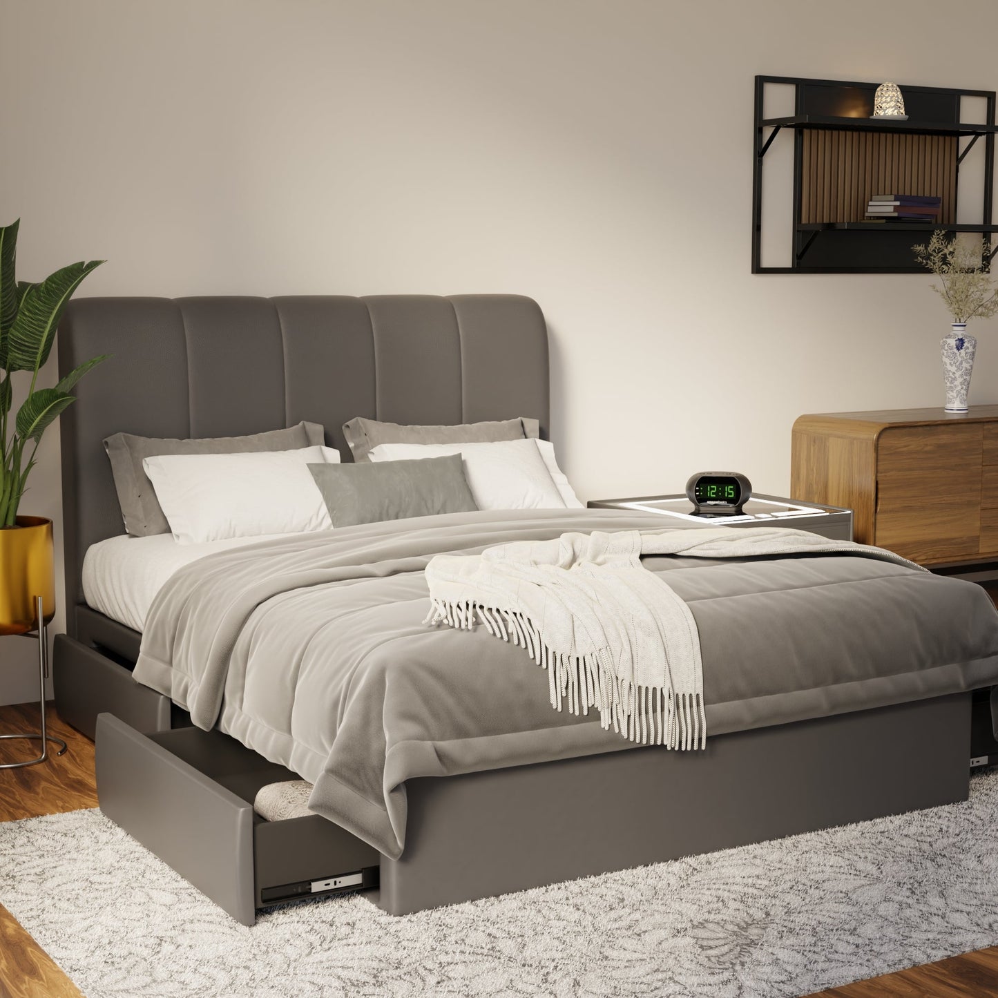 Caldrin Faux Leather Drawer Bed Frame (Pet Friendly) by Somnuz