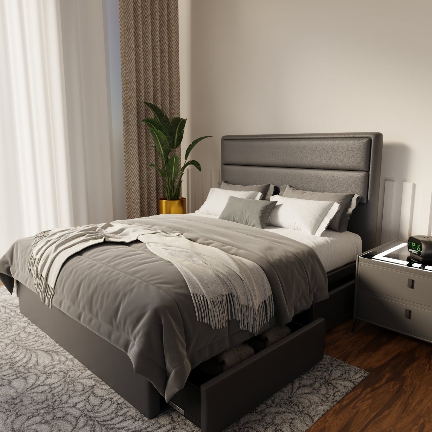 Zorvain Faux Leather Drawer Bed Frame (Pet Friendly) by Somnuz