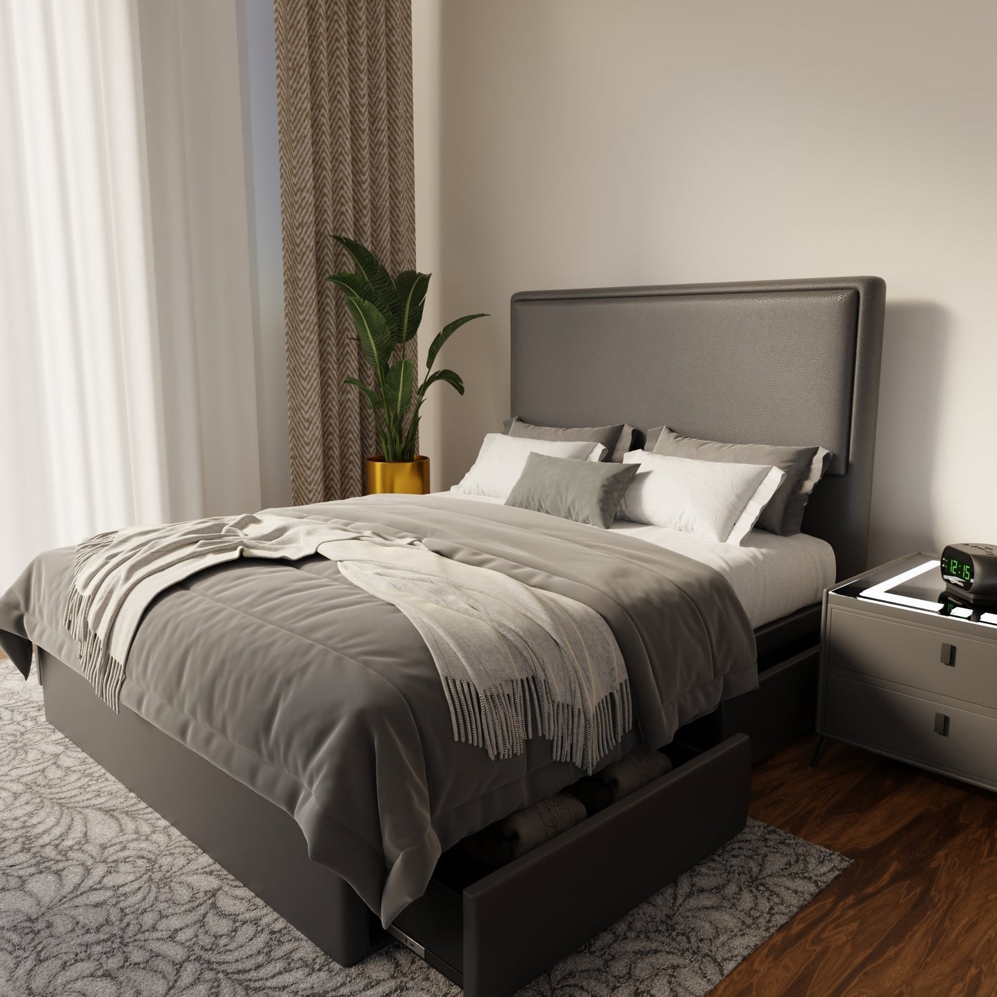 Shiro Faux Leather Drawer Bed Frame (Pet Friendly) by Somnuz