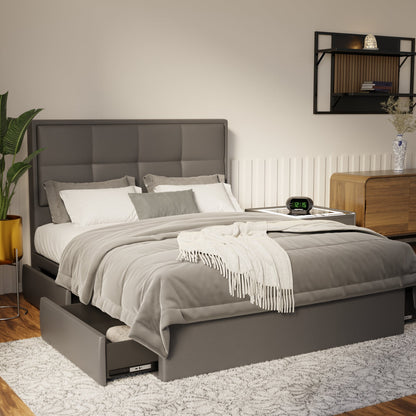 Solvane Faux Leather Drawer Bed Frame (Pet Friendly) by Somnuz