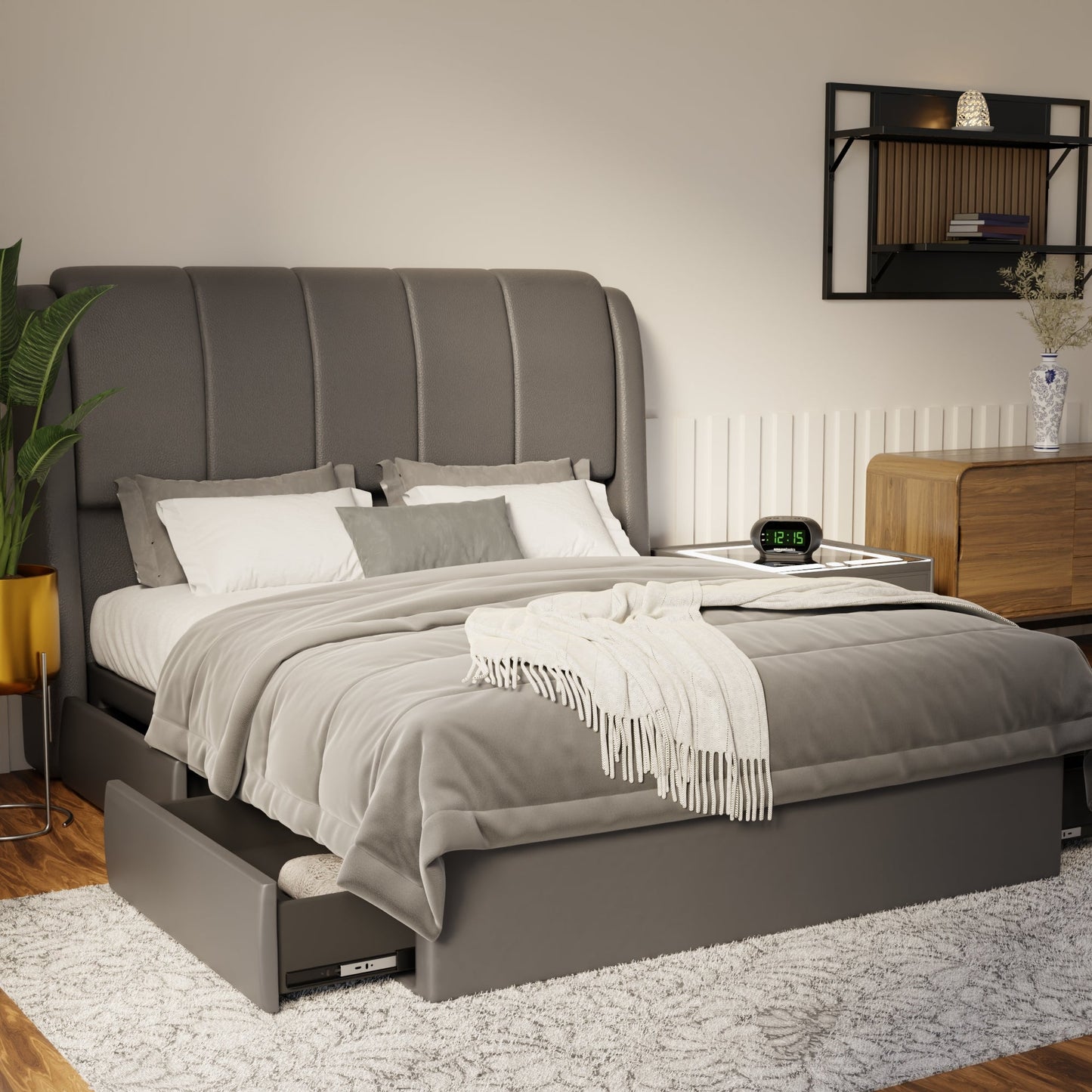 Brinley Faux Leather Drawer Bed Frame (Pet Friendly) by Somnuz