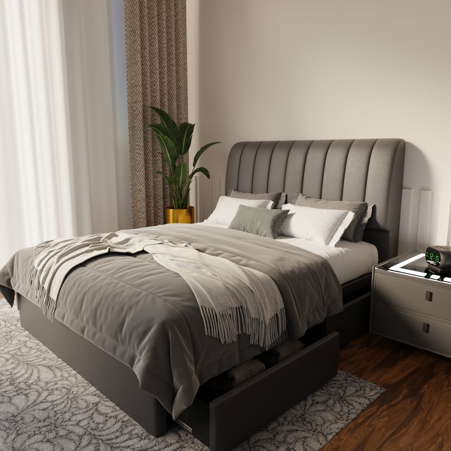 Kuro Faux Leather Drawer Bed Frame (Pet Friendly) by Somnuz