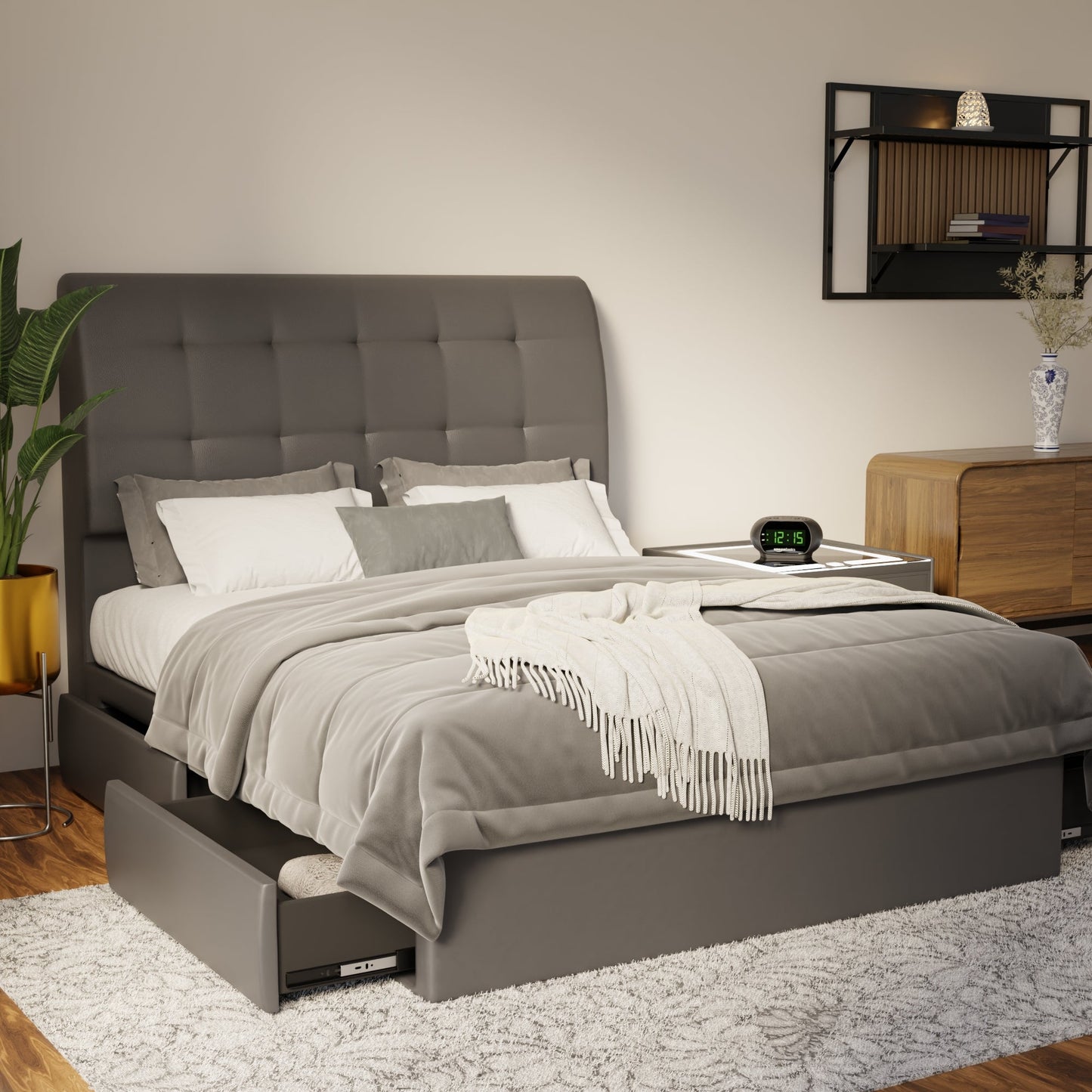 Haldor Faux Leather Drawer Bed Frame (Pet Friendly) by Somnuz