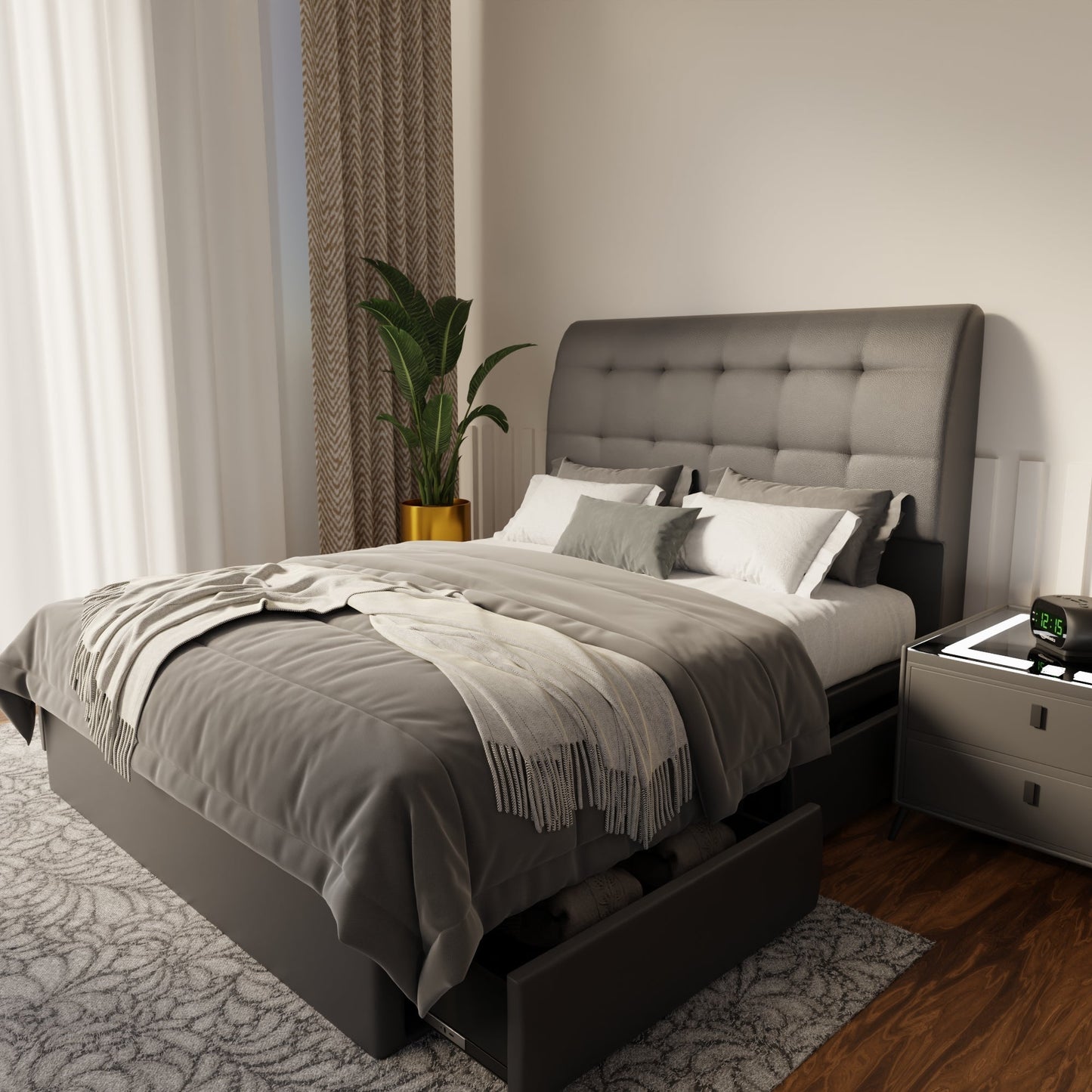 Haldor Faux Leather Drawer Bed Frame (Pet Friendly) by Somnuz