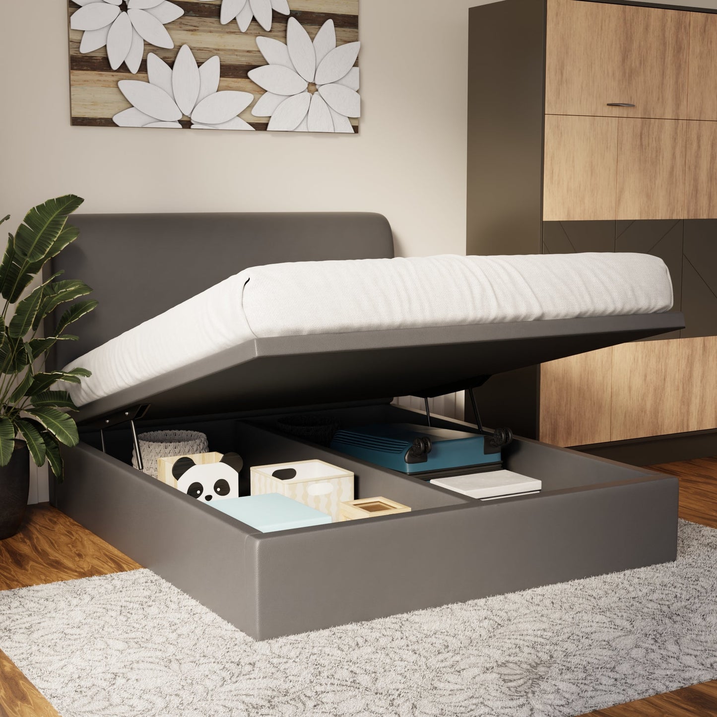 Vintaro Faux Leather Storage Bed Frame (Pet Friendly) by Somnuz