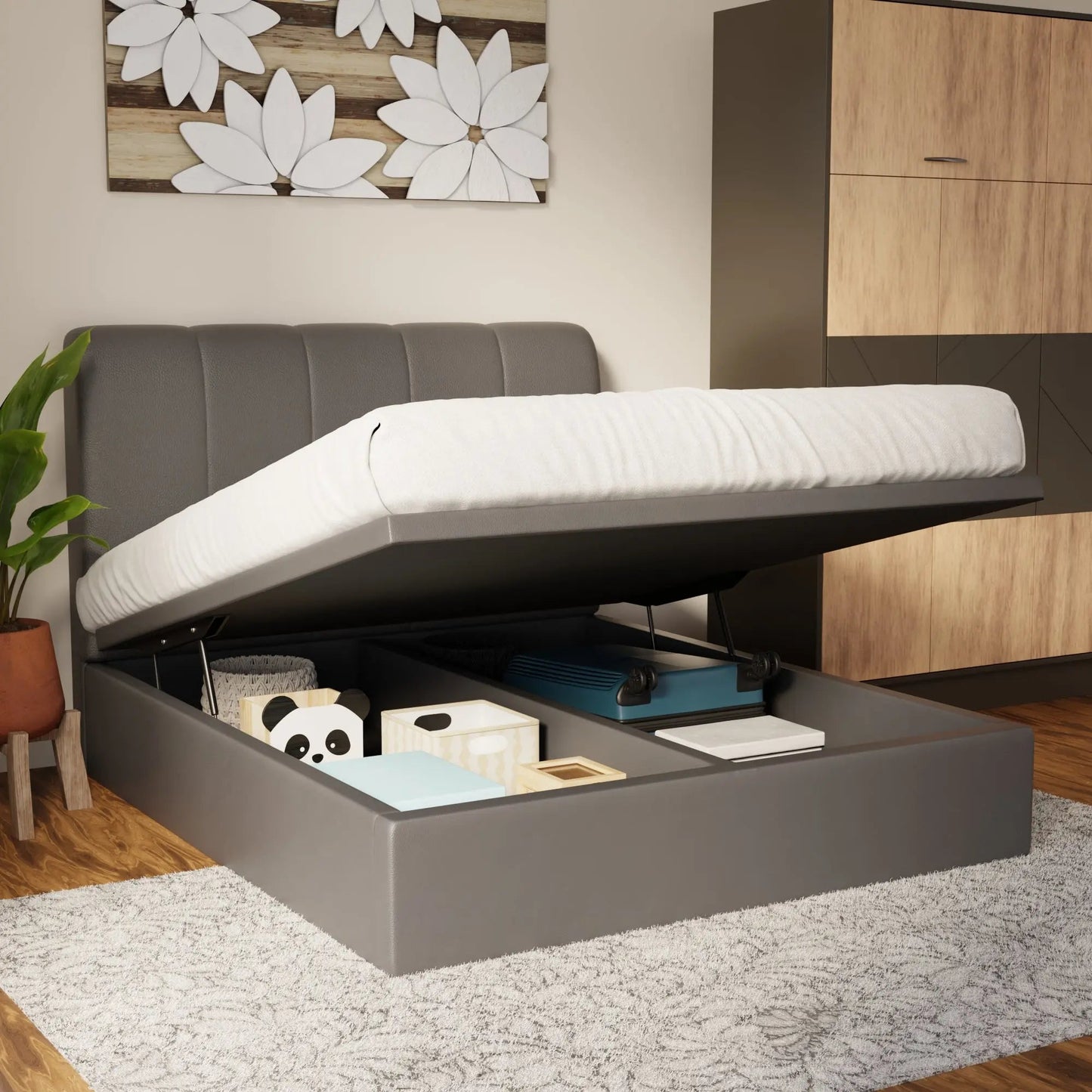 Caldrin Faux Leather Storage Bed Frame (Pet Friendly) by Somnuz