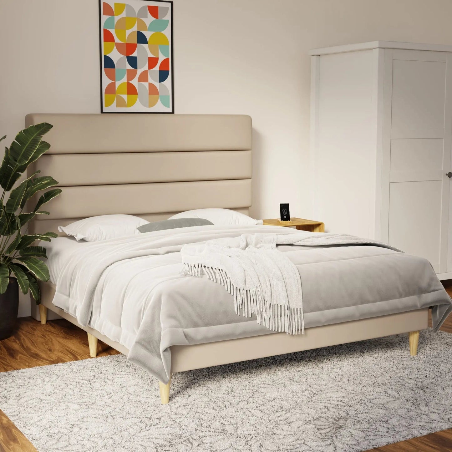 Corlune Faux Leather Bed Frame (Pet Friendly) by Somnuz
