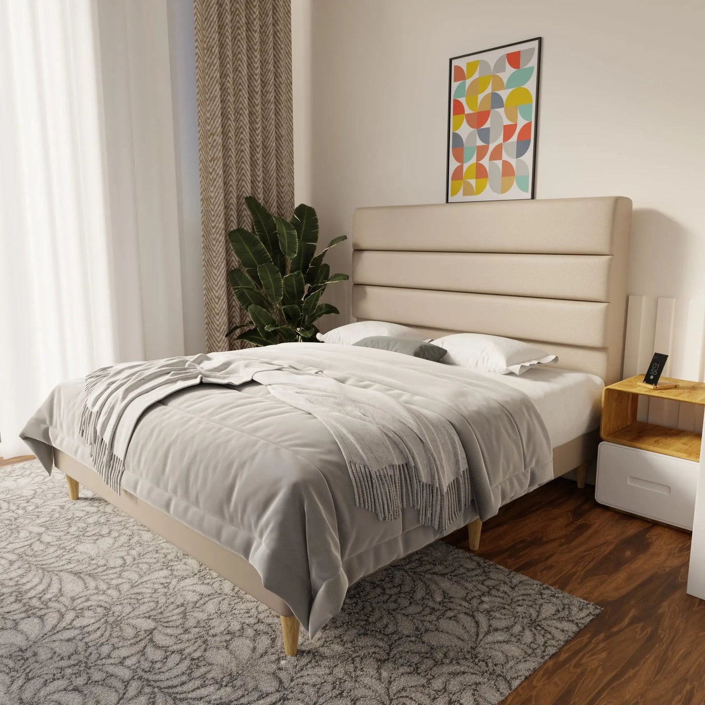Corlune Faux Leather Bed Frame (Pet Friendly) by Somnuz