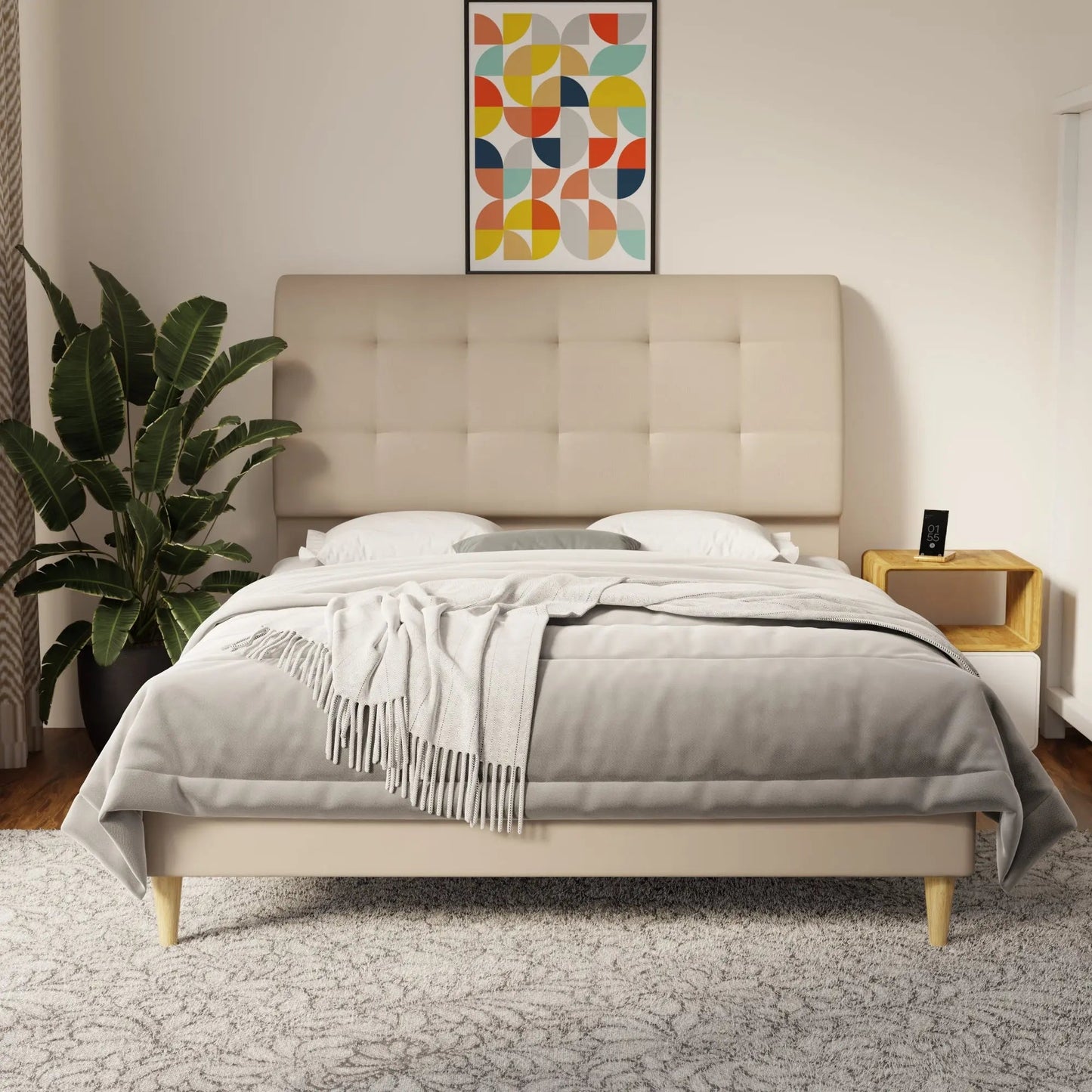 Haldor Faux Leather Bed Frame (Pet Friendly) by Somnuz