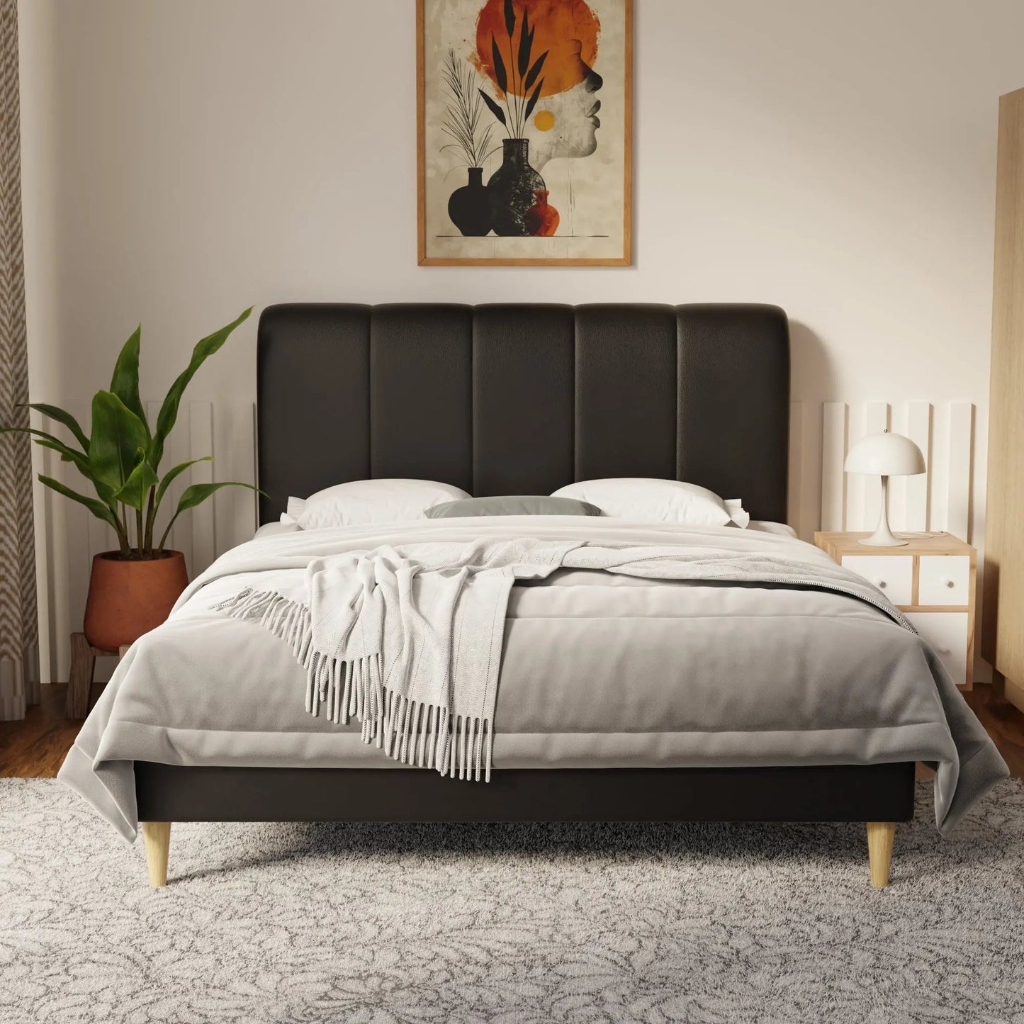 Caldrin Faux Leather Bed Frame (Pet Friendly) by Somnuz