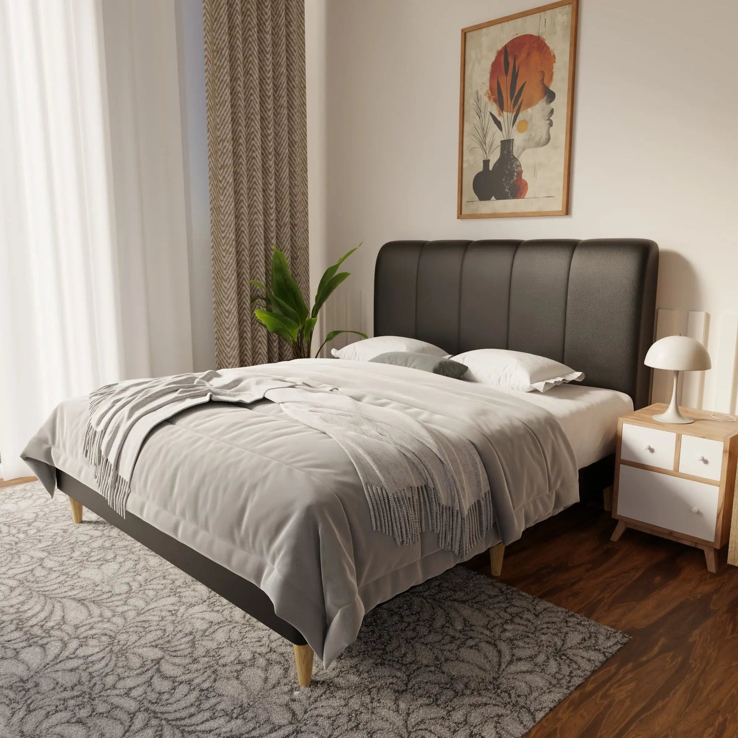Caldrin Faux Leather Bed Frame (Pet Friendly) by Somnuz