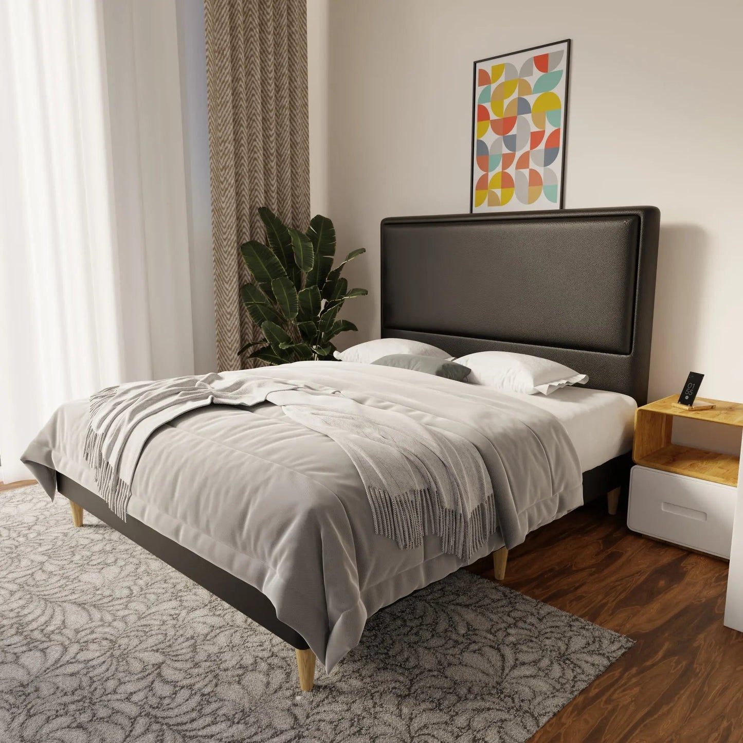 Shiro Faux Leather Bed Frame (Pet Friendly) by Somnuz