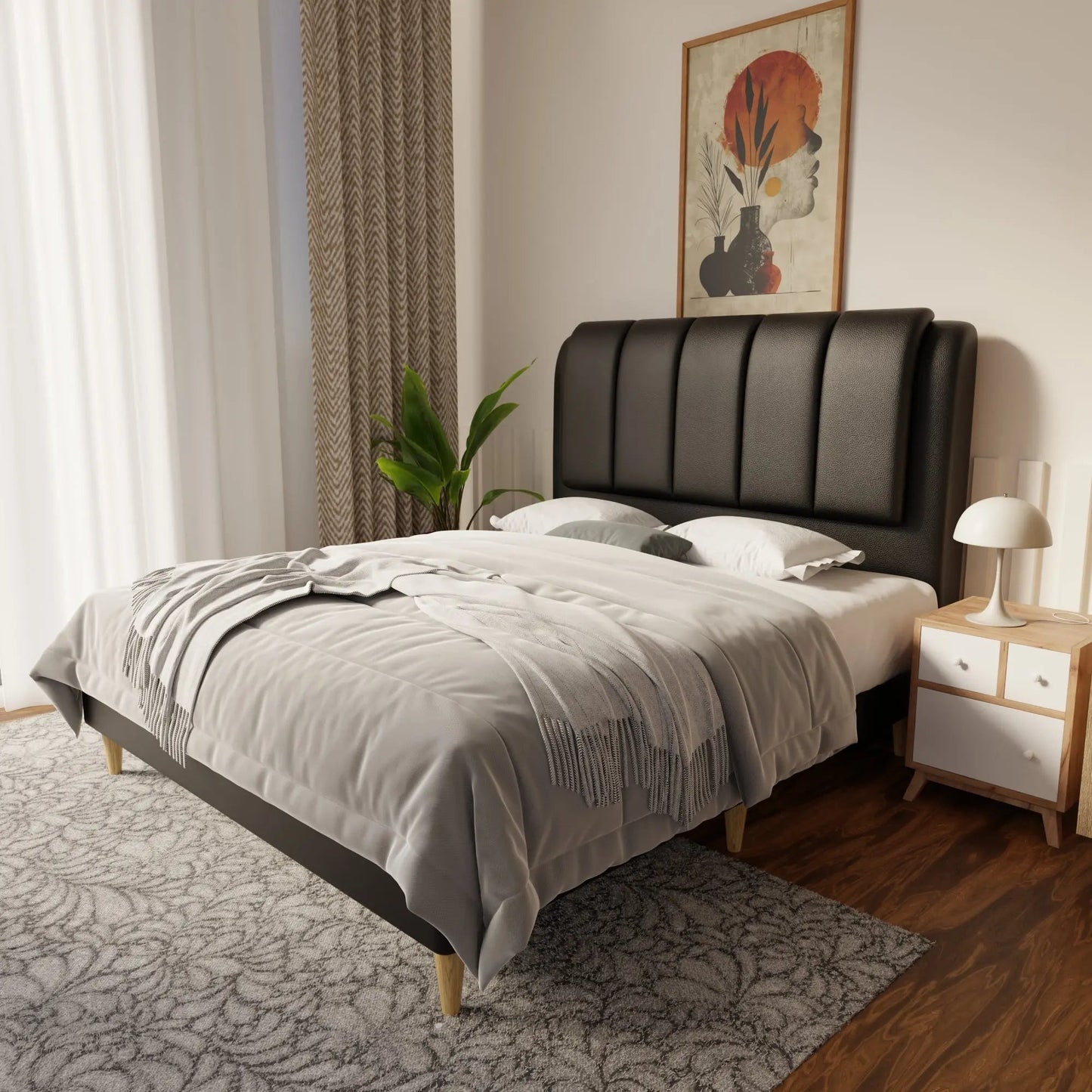 Asteron Faux Leather Bed Frame (Pet Friendly) by Somnuz