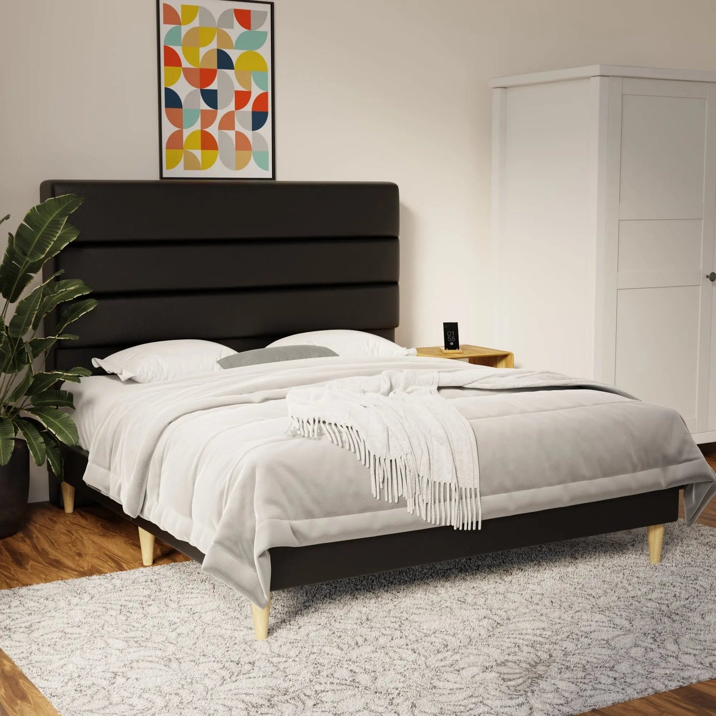 Corlune Faux Leather Bed Frame (Pet Friendly) by Somnuz
