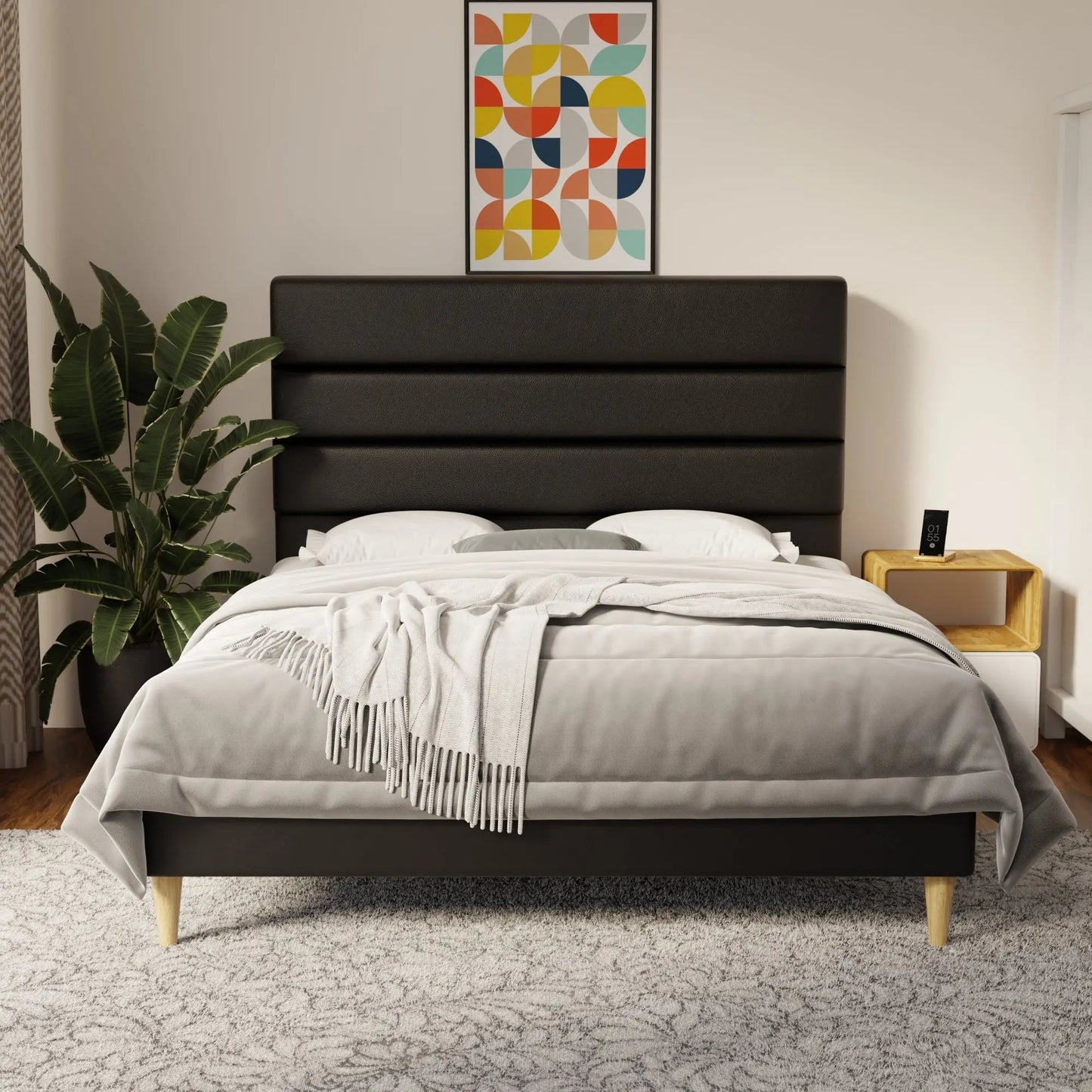 Corlune Faux Leather Bed Frame (Pet Friendly) by Somnuz