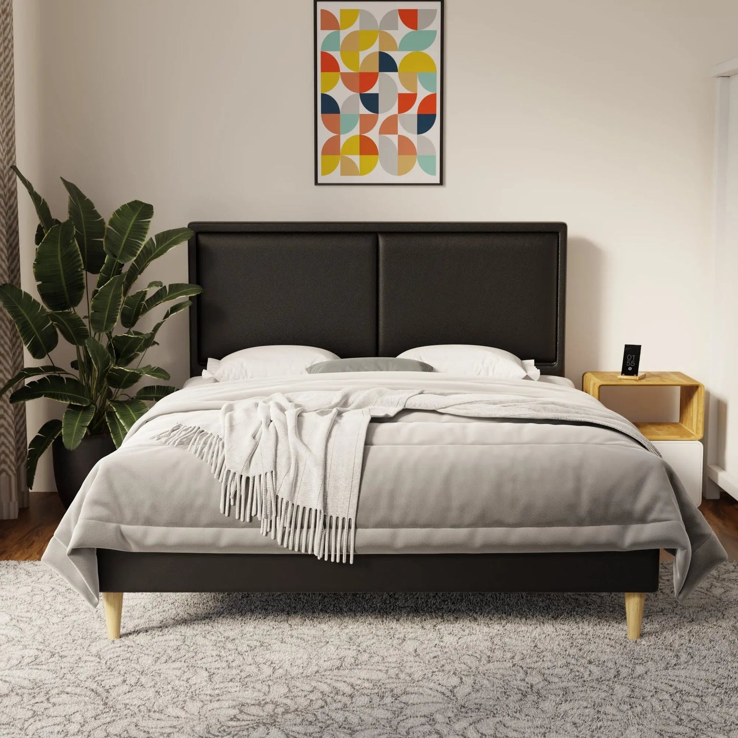 Bravelle Faux Leather Bed Frame (Pet Friendly) by Somnuz