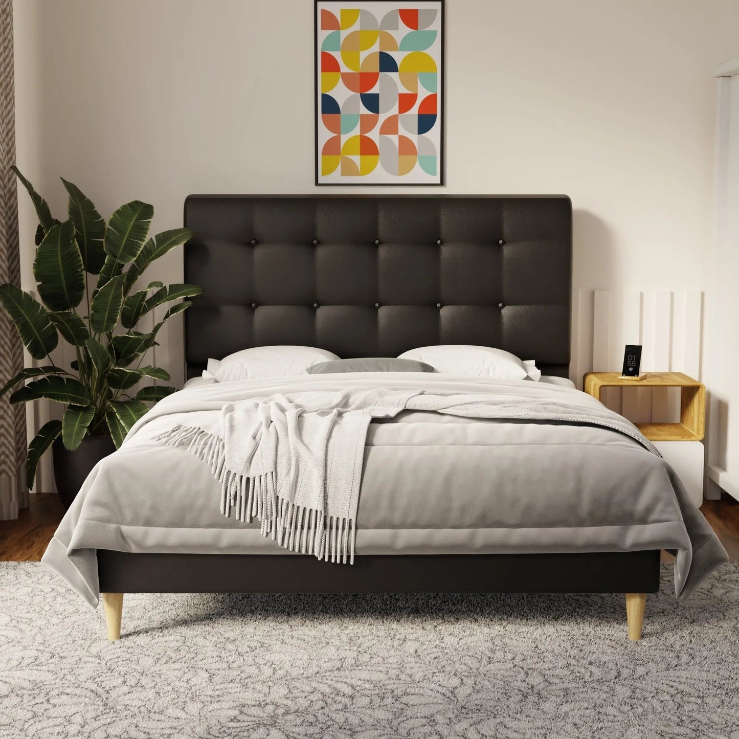 Endora Faux Leather Bed Frame (Pet Friendly) by Somnuz