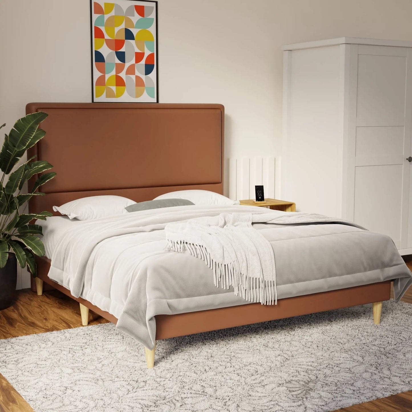 Shiro Faux Leather Bed Frame (Pet Friendly) by Somnuz