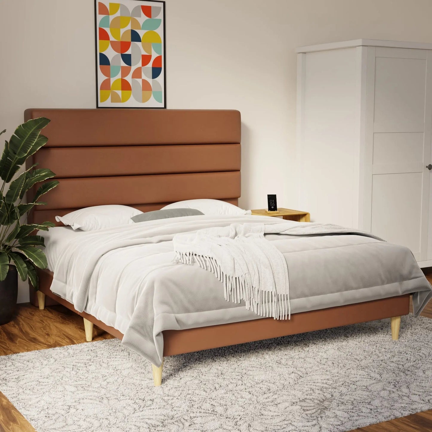 Corlune Faux Leather Bed Frame (Pet Friendly) by Somnuz