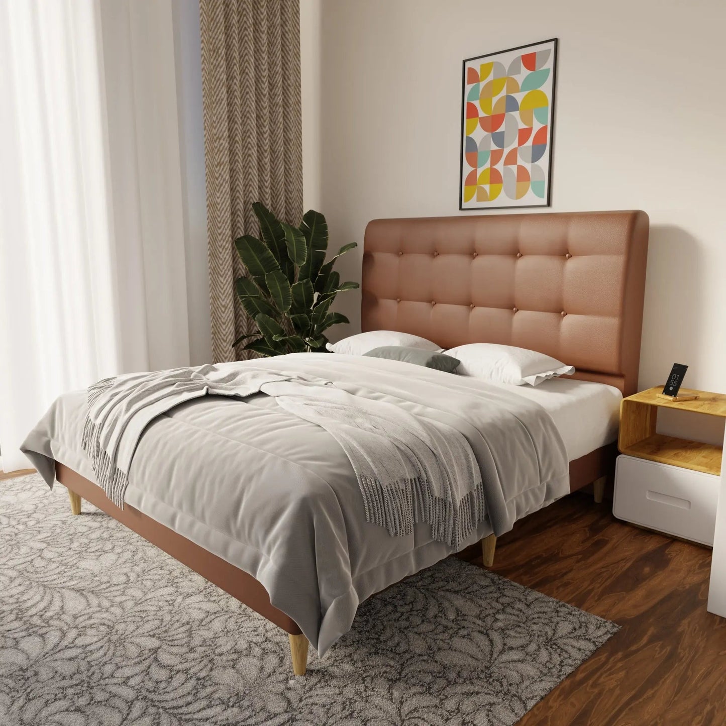 Endora Faux Leather Bed Frame (Pet Friendly) by Somnuz