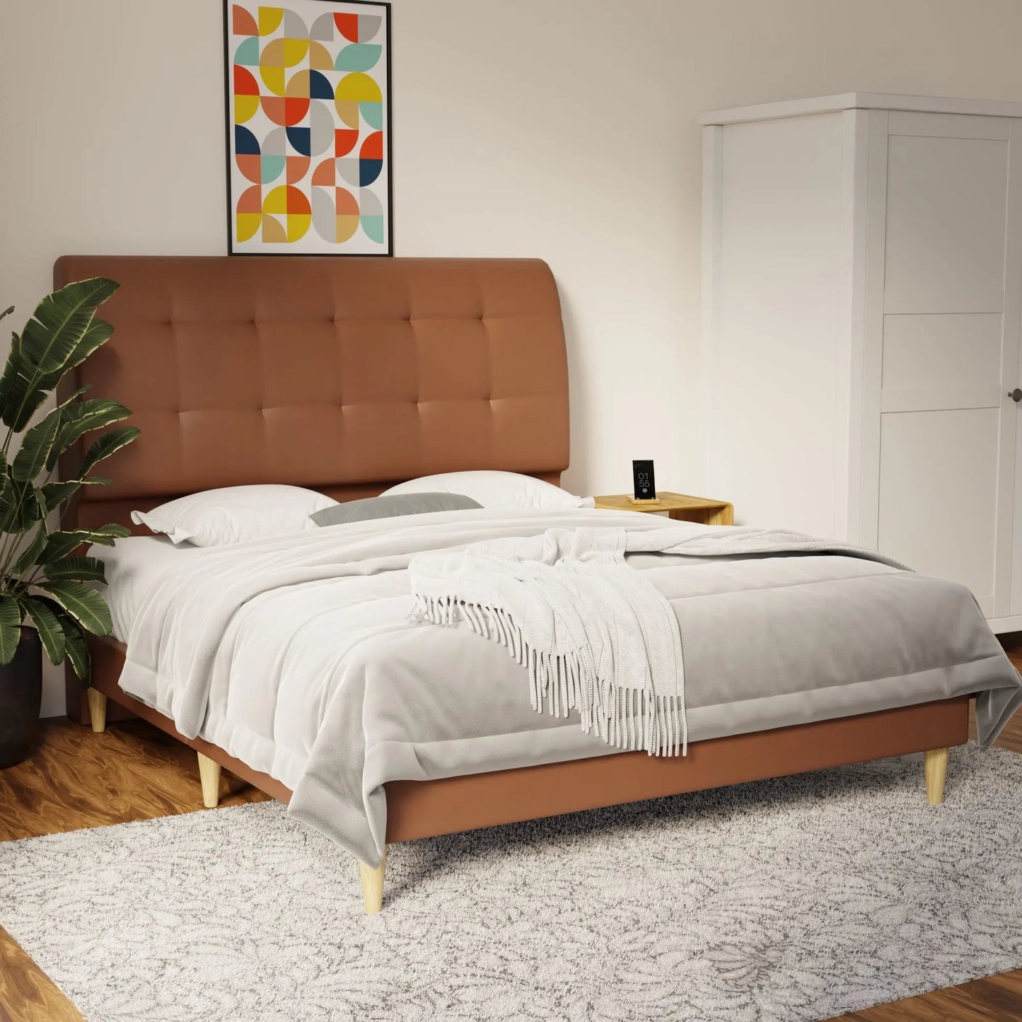 Haldor Faux Leather Bed Frame (Pet Friendly) by Somnuz