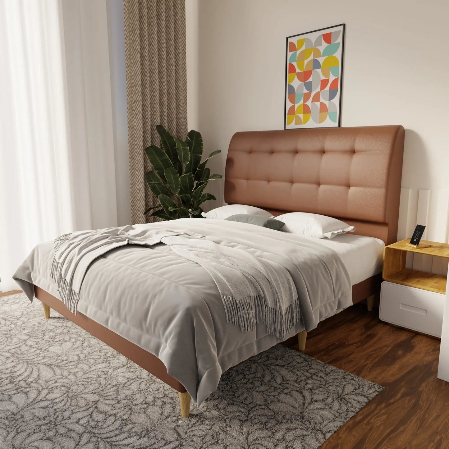 Haldor Faux Leather Bed Frame (Pet Friendly) by Somnuz
