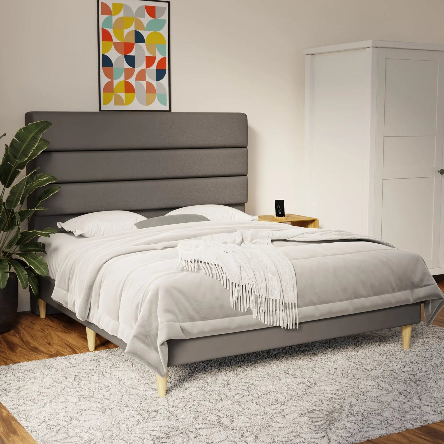 Corlune Faux Leather Bed Frame (Pet Friendly) by Somnuz