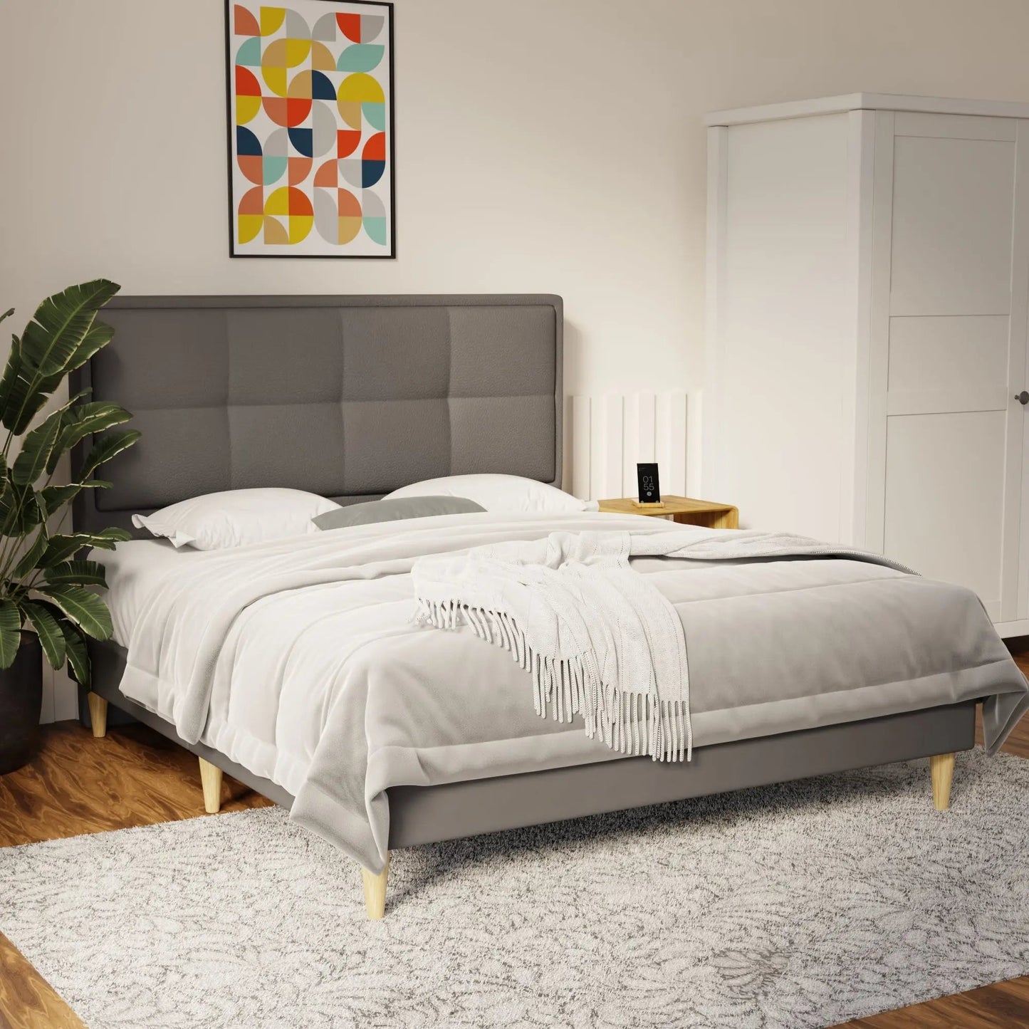 Solvane Faux Leather Bed Frame (Pet Friendly) by Somnuz