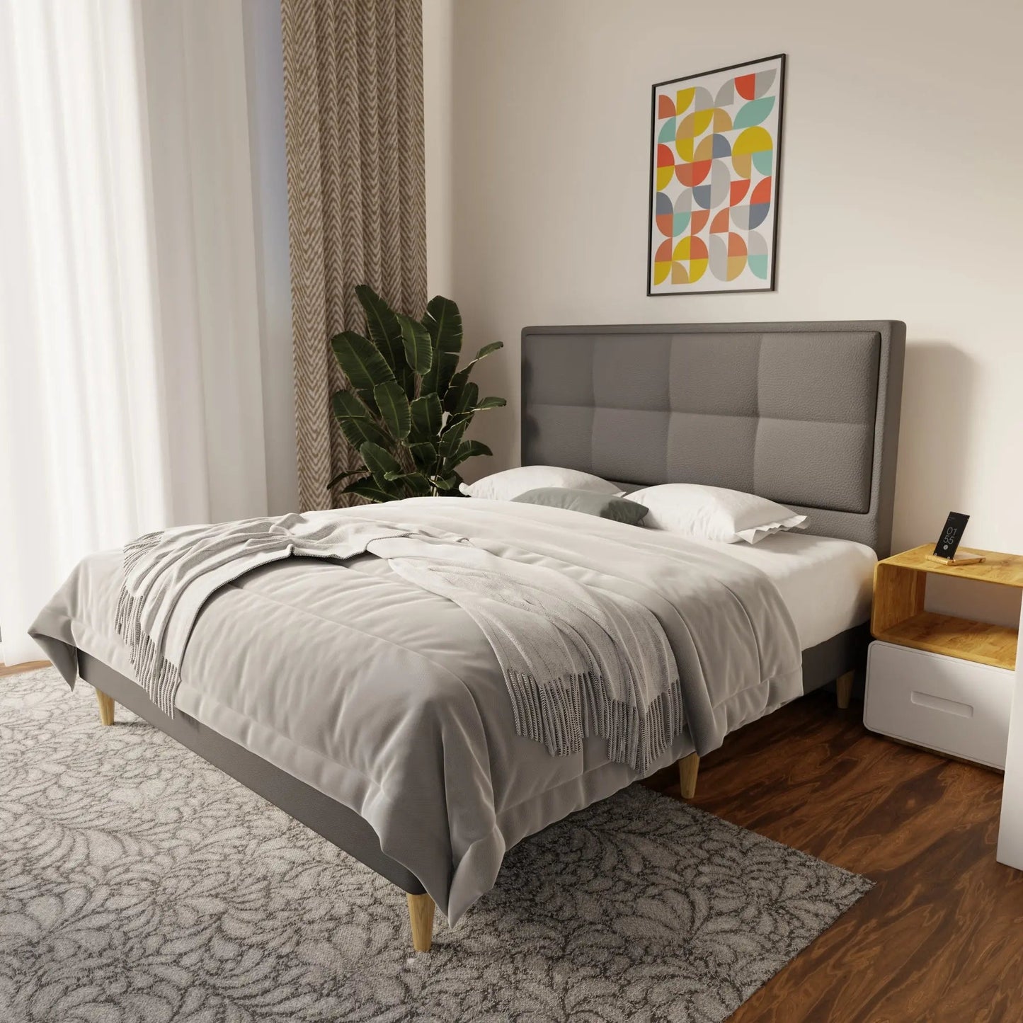 Solvane Faux Leather Bed Frame (Pet Friendly) by Somnuz