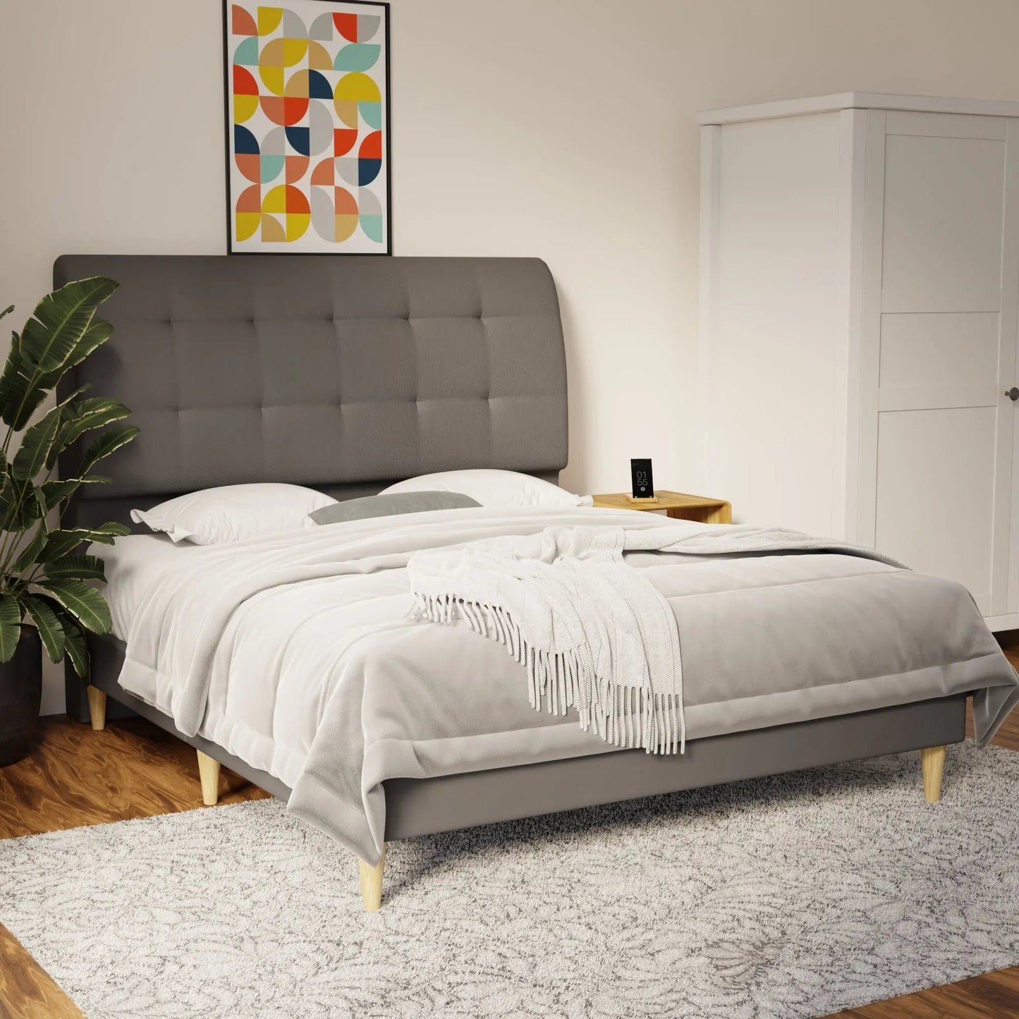 Haldor Faux Leather Bed Frame (Pet Friendly) by Somnuz