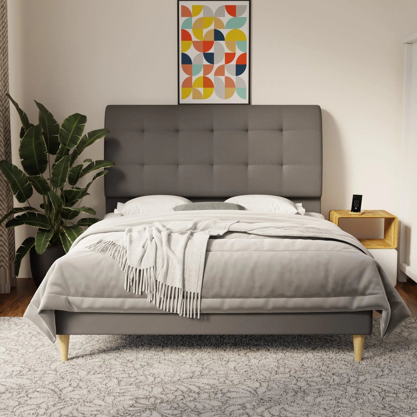Haldor Faux Leather Bed Frame (Pet Friendly) by Somnuz