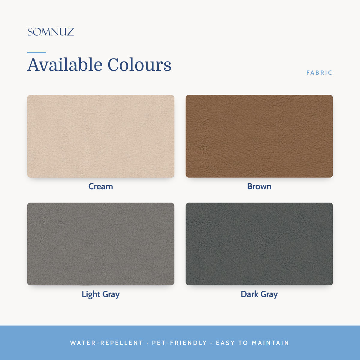 Bravelle Fabric Bed Frame (Water Repellent & Pet friendly) available colours: Cream, Brown, Light Gray, Dark Gray