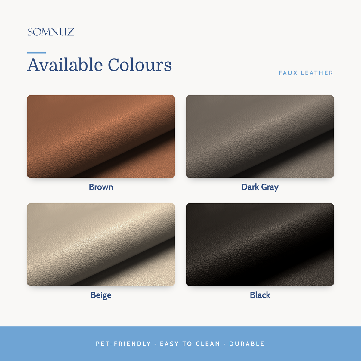Shiro Faux Leather Drawer Bed Frame (Pet Friendly) available colours: Brown, Dark Gray, Beige, Black
