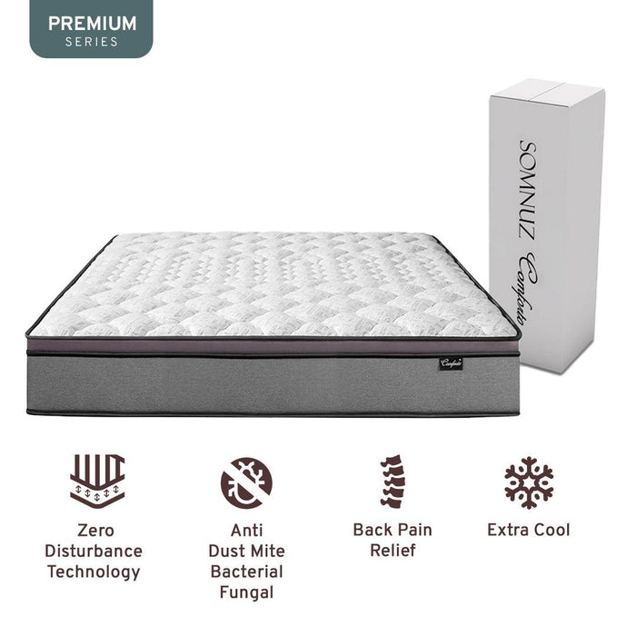 Somnuz™ Comforto 10 Inch Bamboo Fabric Latex Individual Pocketed Spring Mattress - Somnuz Mattress